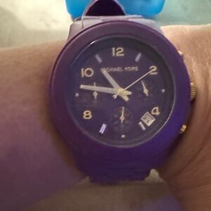 Michael Kors Deep Purple Watch with Gold Details